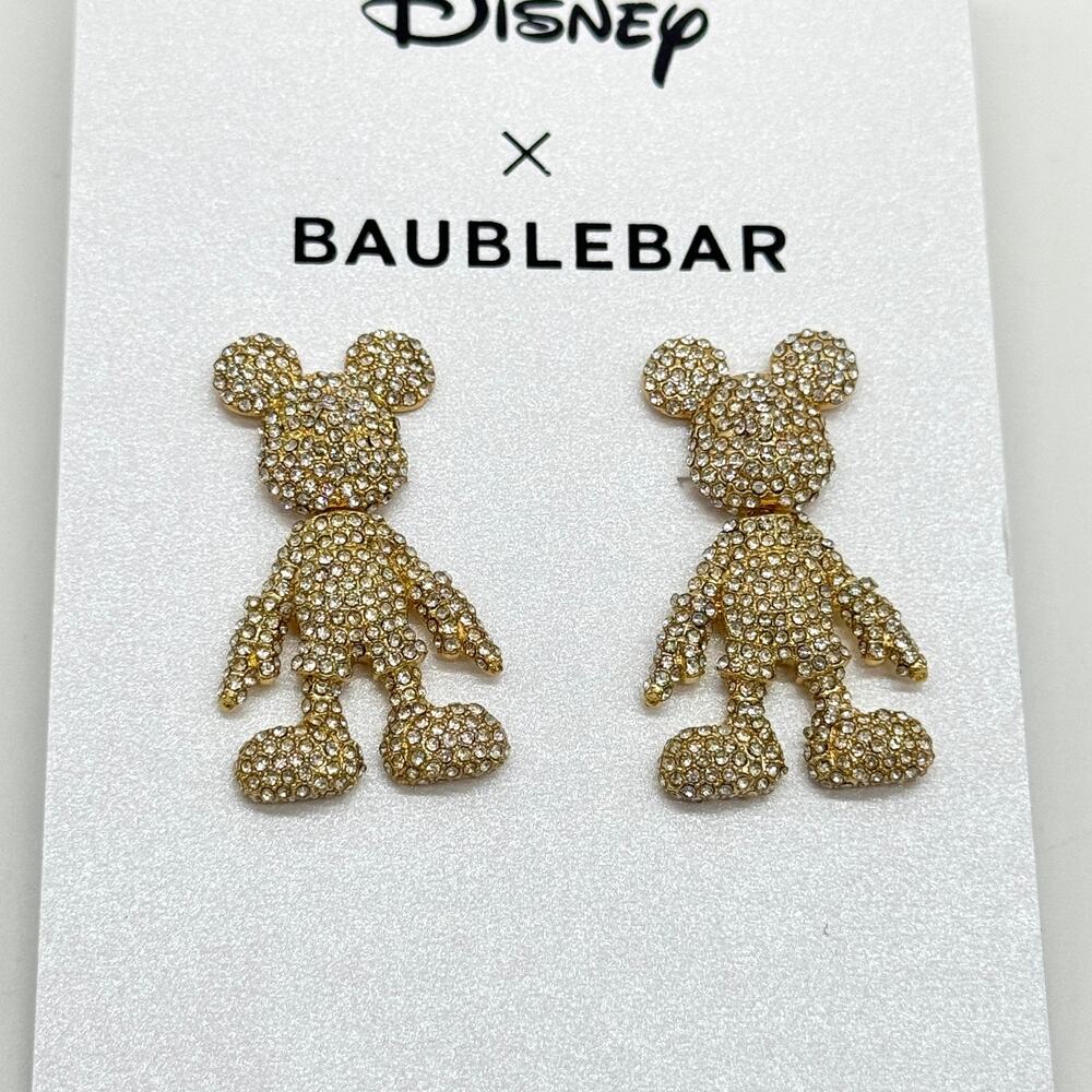 Disney X Baublebar Mickey Mouse Full Body 3D Earrings Crystal Rhinestone New